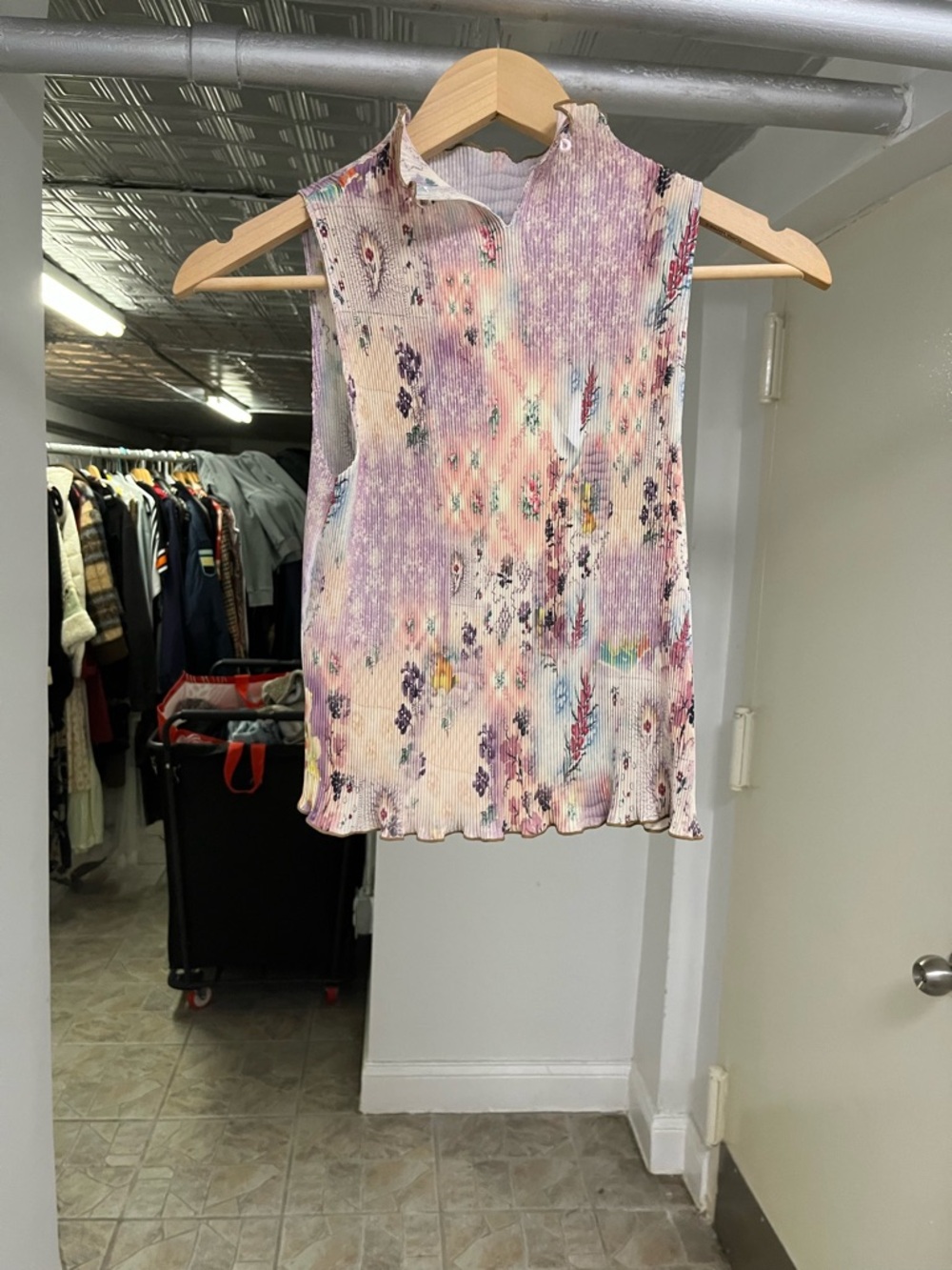 Sleeveless Floral Ribbed Stretchy Floral Top